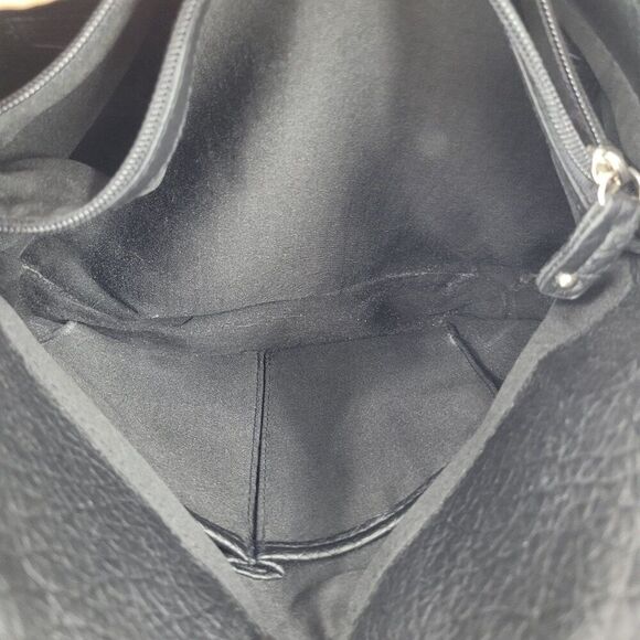 Black Braided Handle Vegan Faux Leather Shoulder Bag Multiple Compartments - Picture 10 of 13